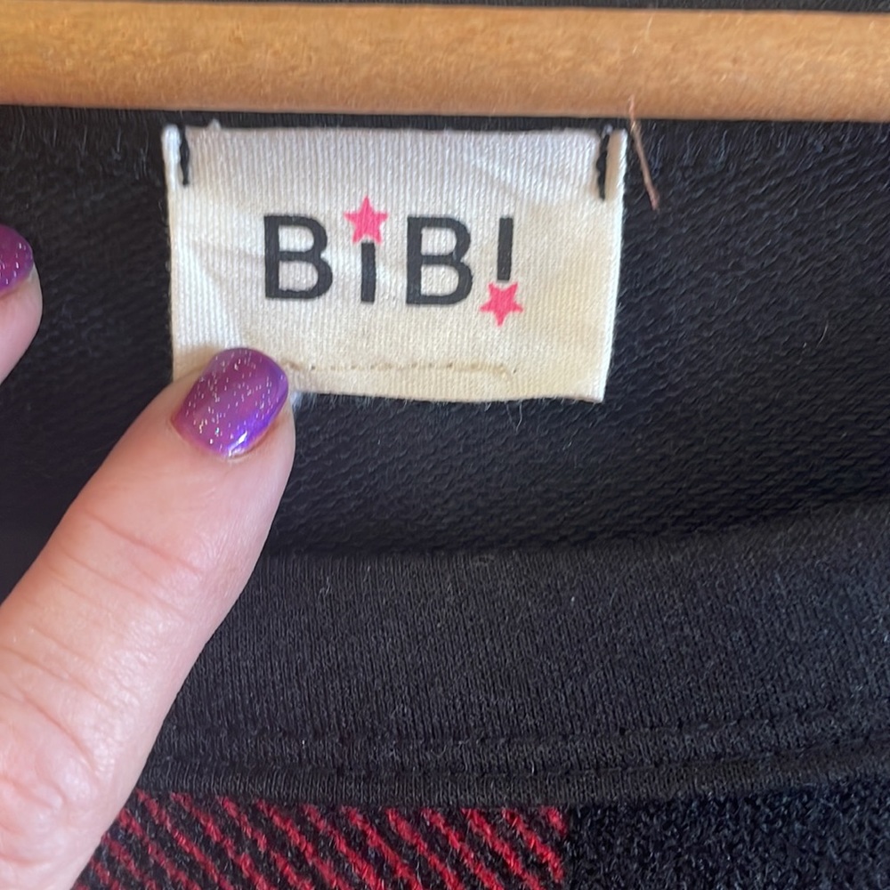 Nwot Bibi Checkered Print Color Block Sweater Sz … - image 5